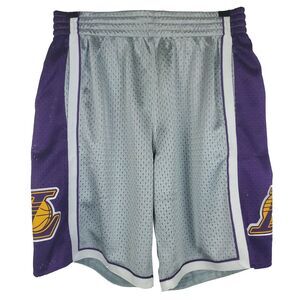 LA Lakers Mitchell & Ness NBA M Medium Jersey Shorts 75th Anniversary Silver NWT